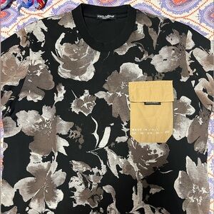 Dolce & Gabbana Floral Print Patch T-Shirt in Black